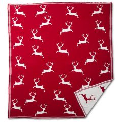 Festive Deer Print Cotton Throw Blanket