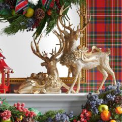 Festive Deer With Bow Figurine