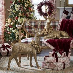 Festive Deer With Wreath Figurine