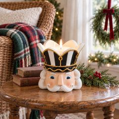 Festive Nutcracker Holiday Candle Holder Black
