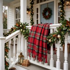 Festive Red Plaid Throw Blanket