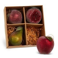 Festive Sugared Fruit Ornaments Boxed Set of 4