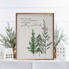 Fill Your Hearts Trees Whitewash Framed Sign