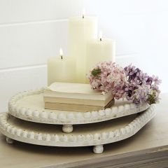 Fir Wood Tray With Beaded Edge Set of 2