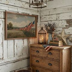 Flags In Field Fence Framed Wall Decor