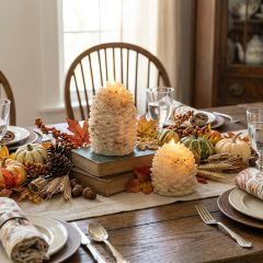 Flameless Cream Pinecone Candle