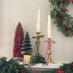 Flameless Tree Taper Candle Ivory Set of 2