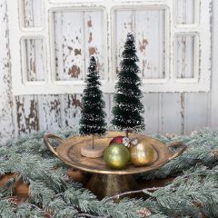 Flocked Spiral Cut Bottlebrush Tree Set of 2