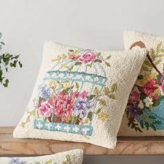 Floral Birdcage Square Hook Pillow
