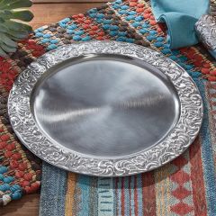 Floral Edge Silver Charger Plate Set of 4