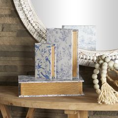 Floral Pattern Canvas Book Box Set of 3
