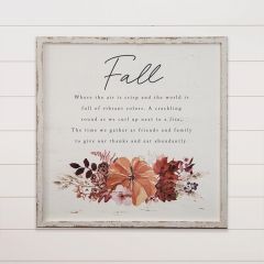 Floral Pumpkins Framed Fall Sign