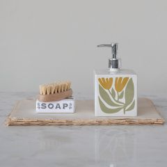Floral Stoneware Soap Dispenser