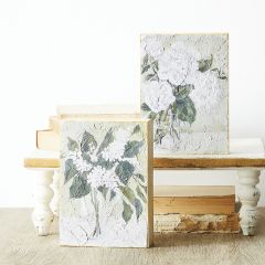 Flower Bouquet Wood Block Wall Art Set of 2