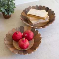 Flower Shaped Wooden Bowl Set of 2