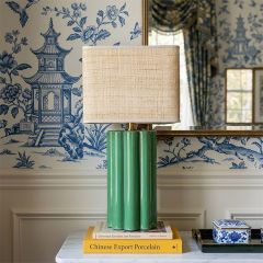 Fluted Base Table Lamp With Raffia Shade