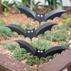 Flying Bat Metal Plant Stake Set of 3