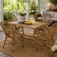 Folding Outdoor Wicker Dining Table