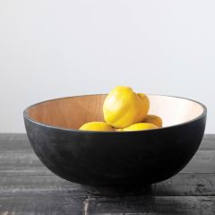 Footed Hand Carved Wood Display Bowl