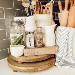 Footed Rustic Round Risers Set of 2
