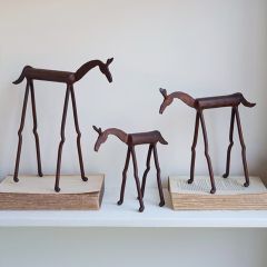 Forged Iron Horse Figurines Set of 3