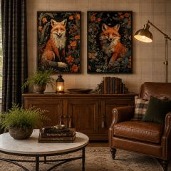 Fox In Wildflowers Gallery Wrapped Canvas Print