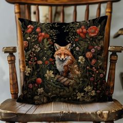 Fox In Wildflowers Pillow Cover