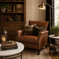 Fox Run Brown Leather Accent Chair