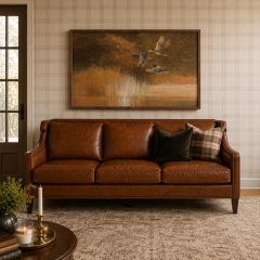 Fox Run Brown Leather Sofa | SHIPS FREE