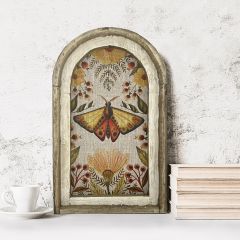 Framed Arch Butterfly Linen Print