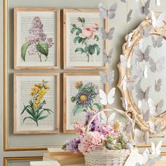 Framed Book Page Botanical Print Set of 4