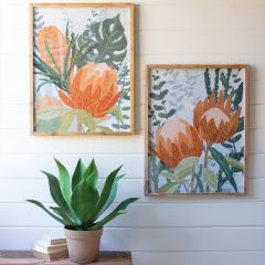Framed Botanical Painting Print Set of 2
