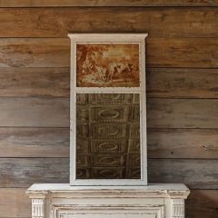 Framed Farm Painting With Attached Mirror