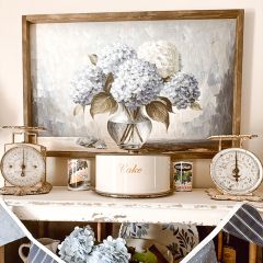 Framed Fresh Hydrangea Bouquet Printed Canvas Wall Art