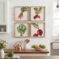 Framed Garden Veggie Wall Art Set of 4