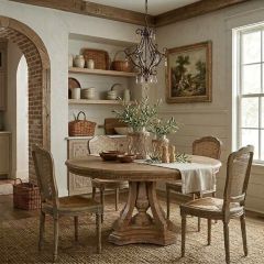 French Country Farmhouse Pedestal Dining Table