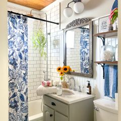 French Country Floral Pattern Shower Curtain