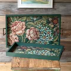 French Country Floral Print Serving Trays Set of 2