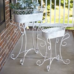 French Countryside Scrolled Metal Planters Set of 2