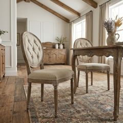 French Linen Tufted Side Chair