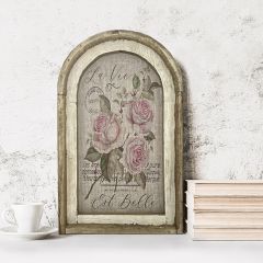 French Pink Rose Framed Linen Wall Art