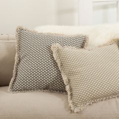 Fringed Moroccan Tile Throw Pillow Slate