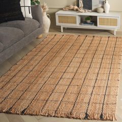 Fringed Natural/Black Jute Area Rug