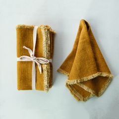Fringed Trim Cloth Napkins Set of 4