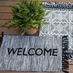 Fringed Woven Welcome Rug