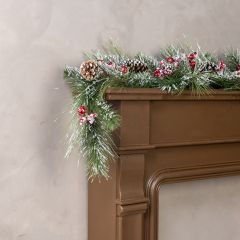 Frosted Woodland Pine and Berry Garland