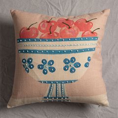 Fruit Bowl Square Cotton Throw Pillow