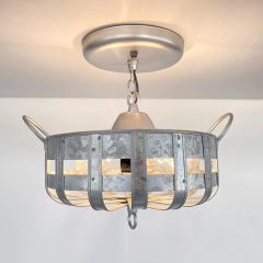 Galvanized Metal Basket Ceiling Light