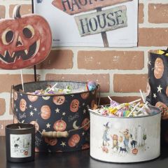 Galvanized Metal Halloween Buckets Set of 2