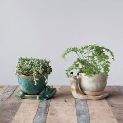 Garden Animal Stoneware Planter Snail